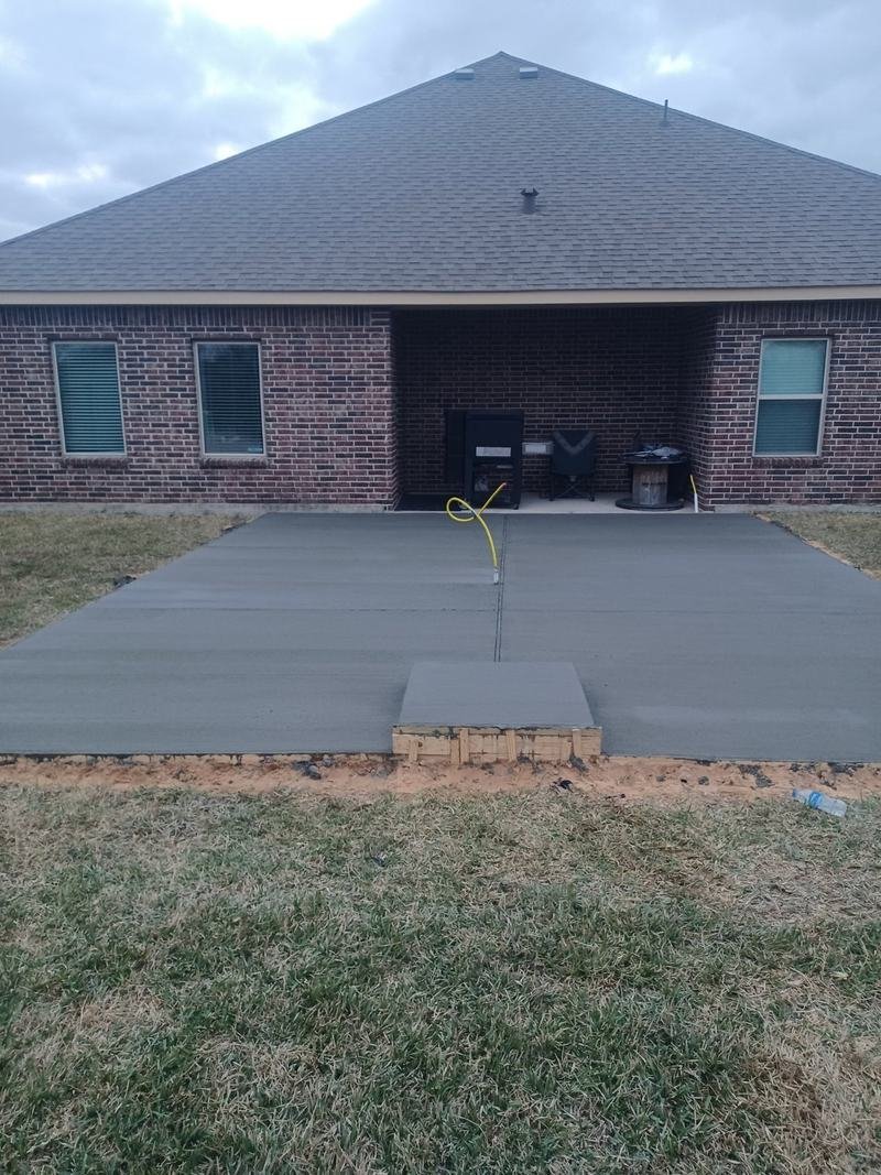 A smooth, newly poured residential concrete slab